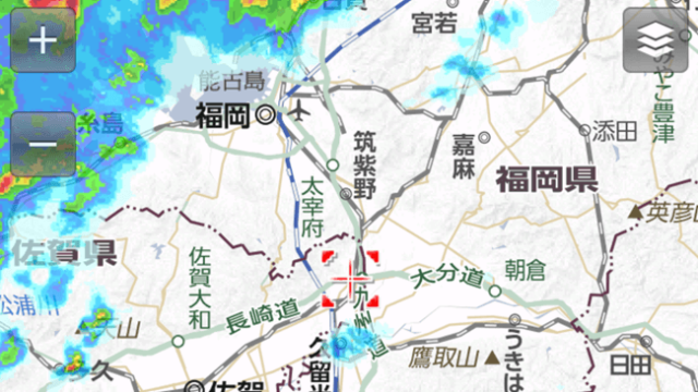 久留米雨雲レーダー9.9.12時